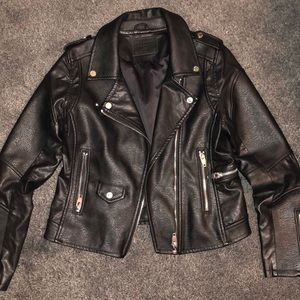 Black leather jacket with silver details